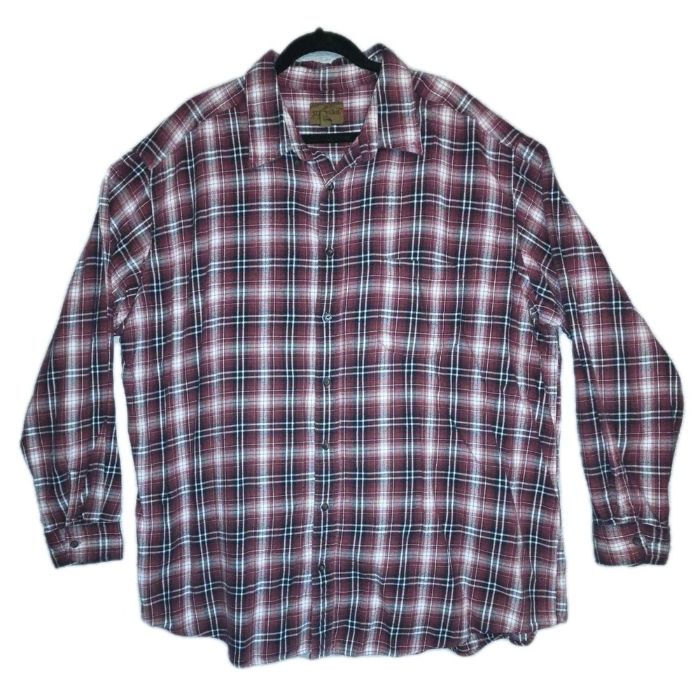 St. John's Bay Men's 3XLT 100% Cotton Plaid Flannel Shirt Button Down Big & Tall